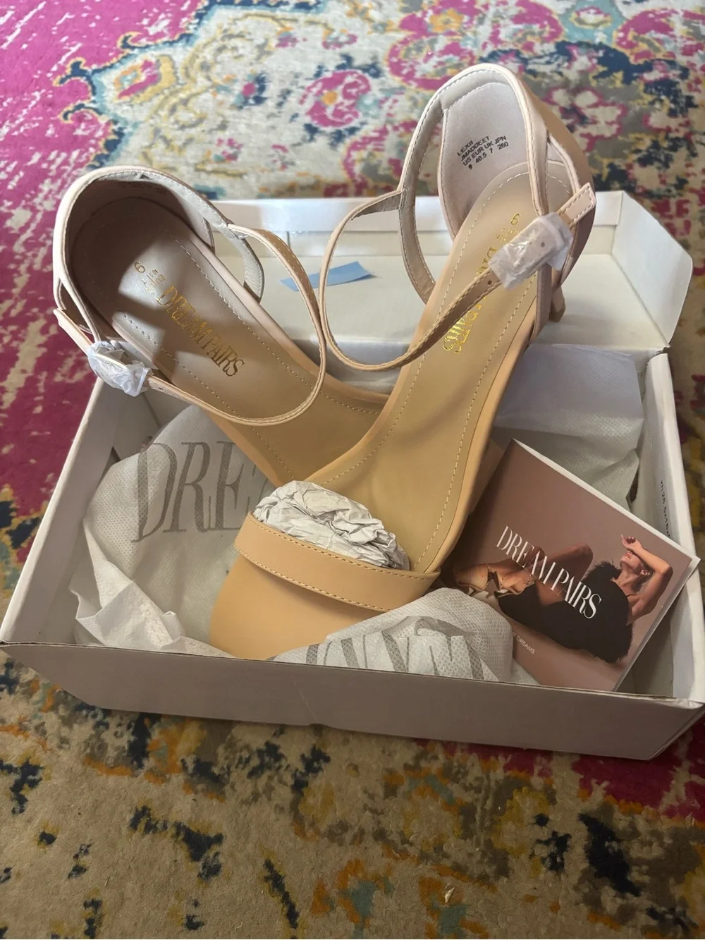 Dream Pairs Women’s Nude Beige Strappy Low Block Heel Sandals Size 9
